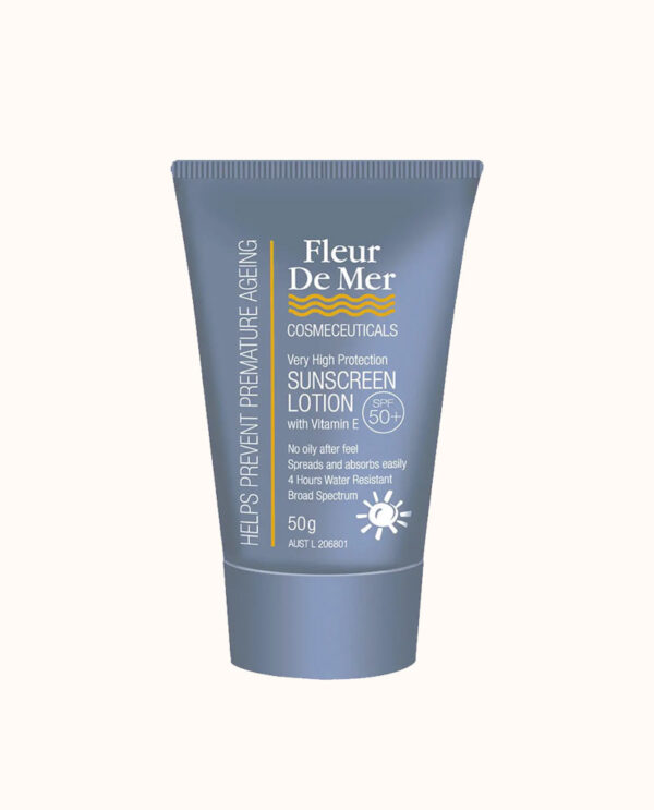 Fleur De Mer, SPF50+ Sunscreen Lotion – Clear (with Vitamin E) 50ml